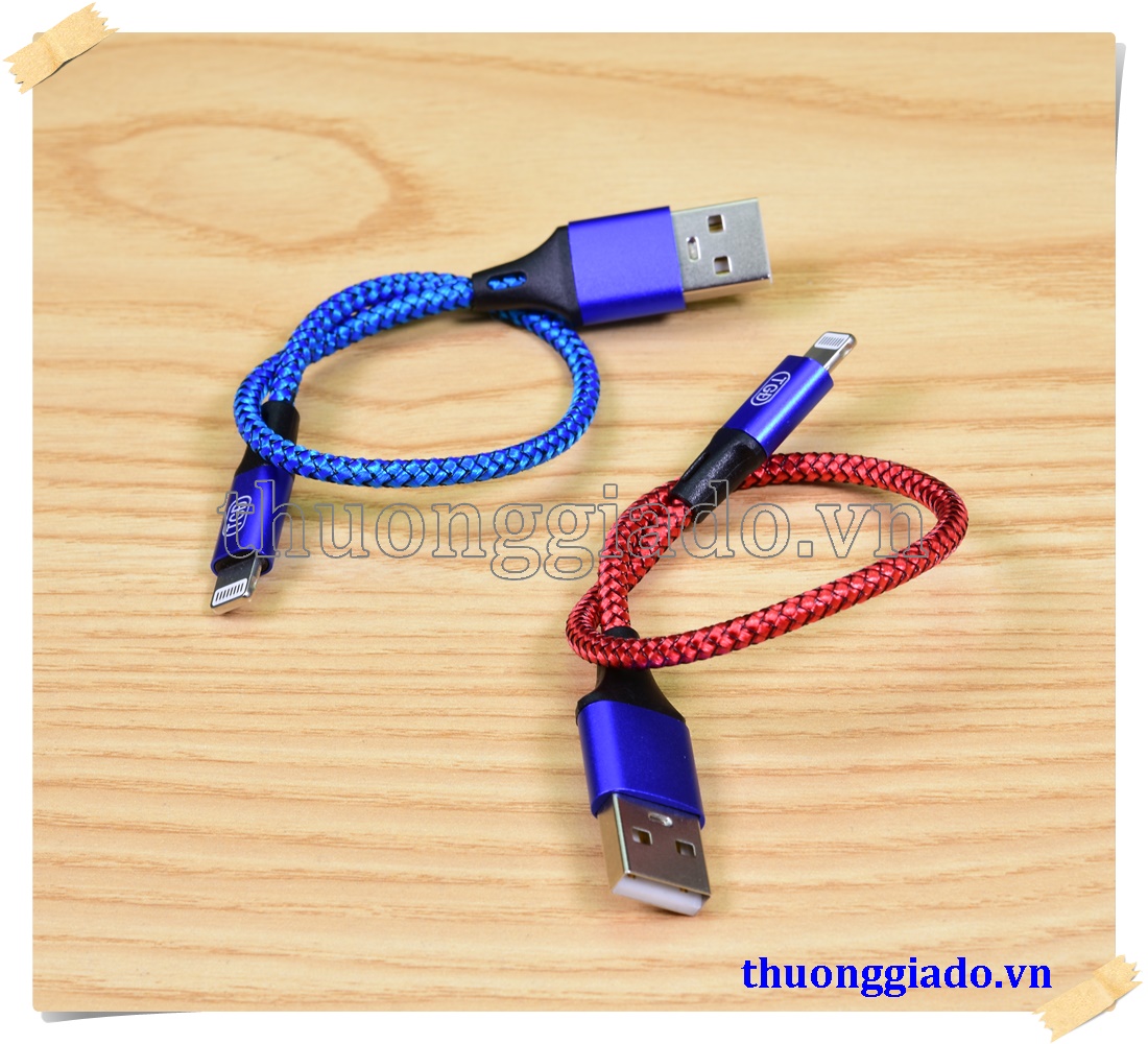 Cáp sạc usb lightning loại ngắn vỏ bọc vải dù