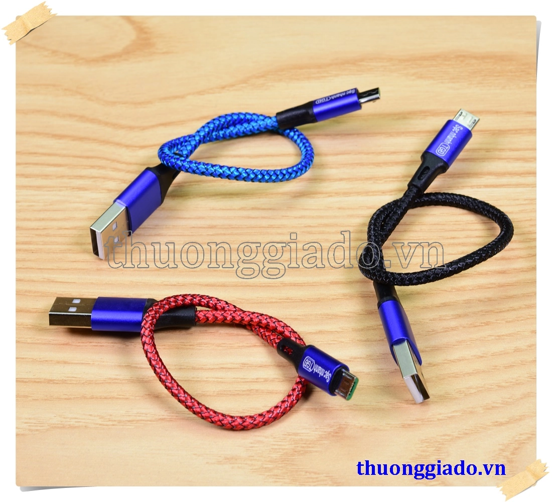 Cáp sạc micro usb loại ngắn vỏ bọc vải dù, hỗ trợ sạc nhanh (23cm, 27cm, 2.1A) Cáp sạc micro usb loại ngắn vỏ bọc vải dù, hỗ trợ sạc nhanh (23cm, 27cm, 2.1A)