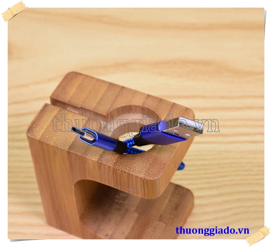 Cáp sạc usb-c loại ngắn, vỏ bọc vải dù, hỗ trợ sạc nhanh (23cm, 2.1A)