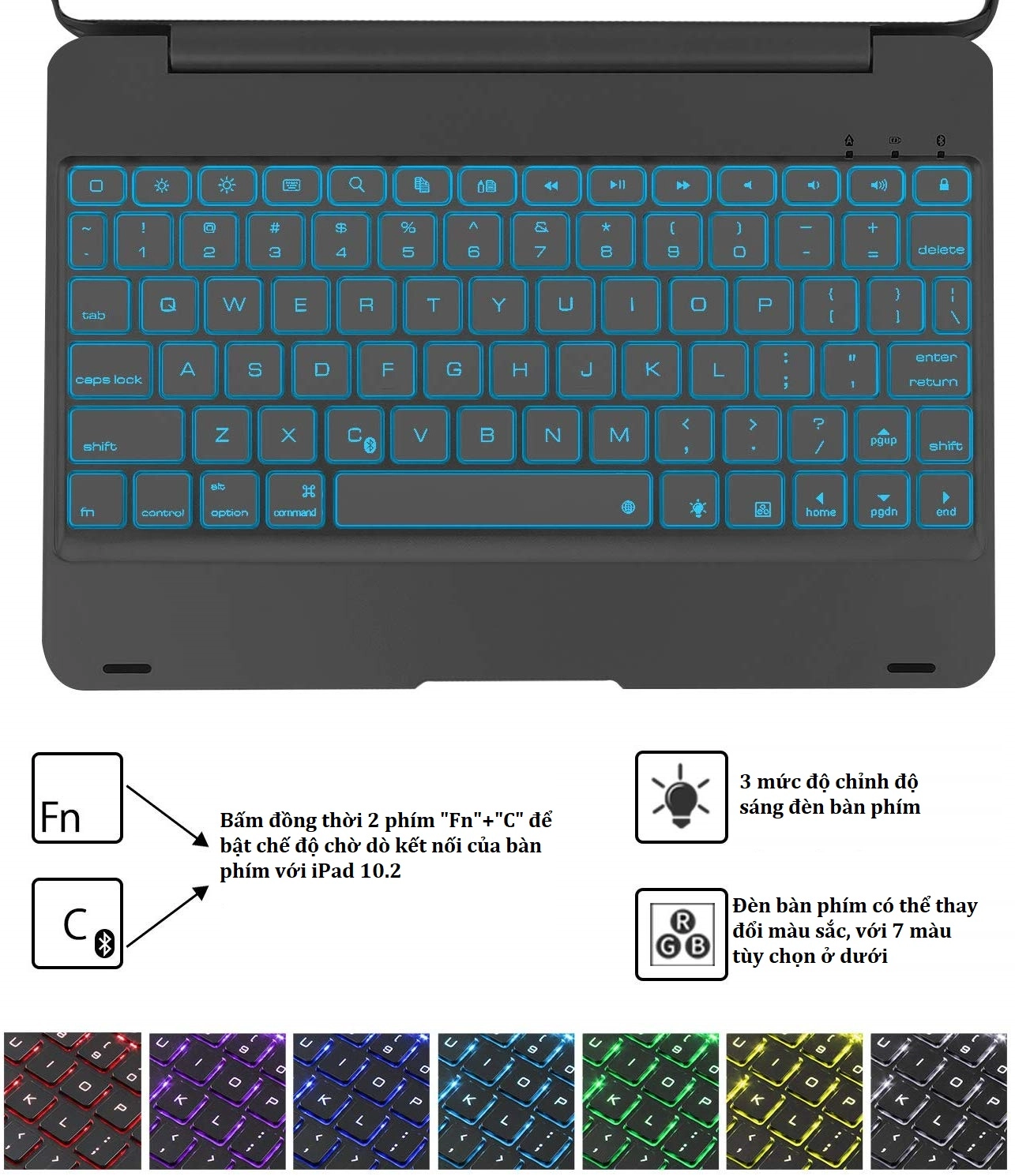 Bàn phím bluetooth F102 Wireless Keyboard cho iPad 10.2 (2019)