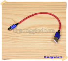 Cáp sạc usb-c loại ngắn, vỏ bọc vải dù, hỗ trợ sạc nhanh (23cm, 2.1A)