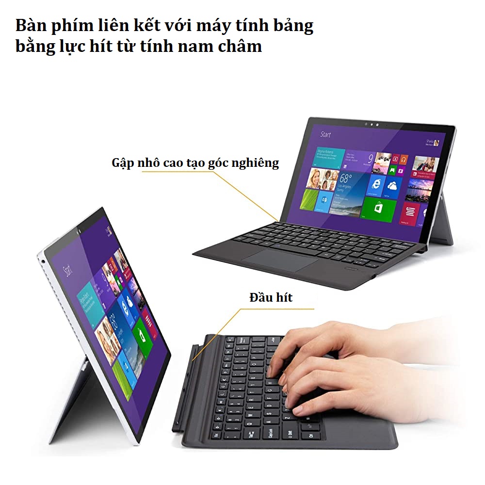Bàn phím Microsoft Surface Pro 3/ Pro 4/ Pro 5/ Pro 6/ Pro 7 (kết nối bluetooth, có touchpad)