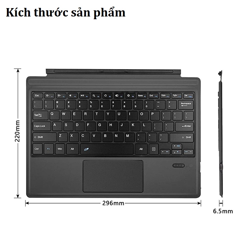Bàn phím Microsoft Surface Pro 3/ Pro 4/ Pro 5/ Pro 6/ Pro 7 (kết nối bluetooth, có touchpad)