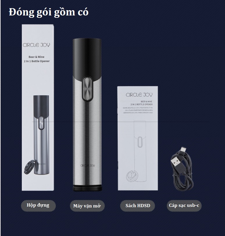 Máy vặn mở nắp nút chai rượu vang và mở nắp chai bia Xiaomi Circle Joy CJ-EKPQ07