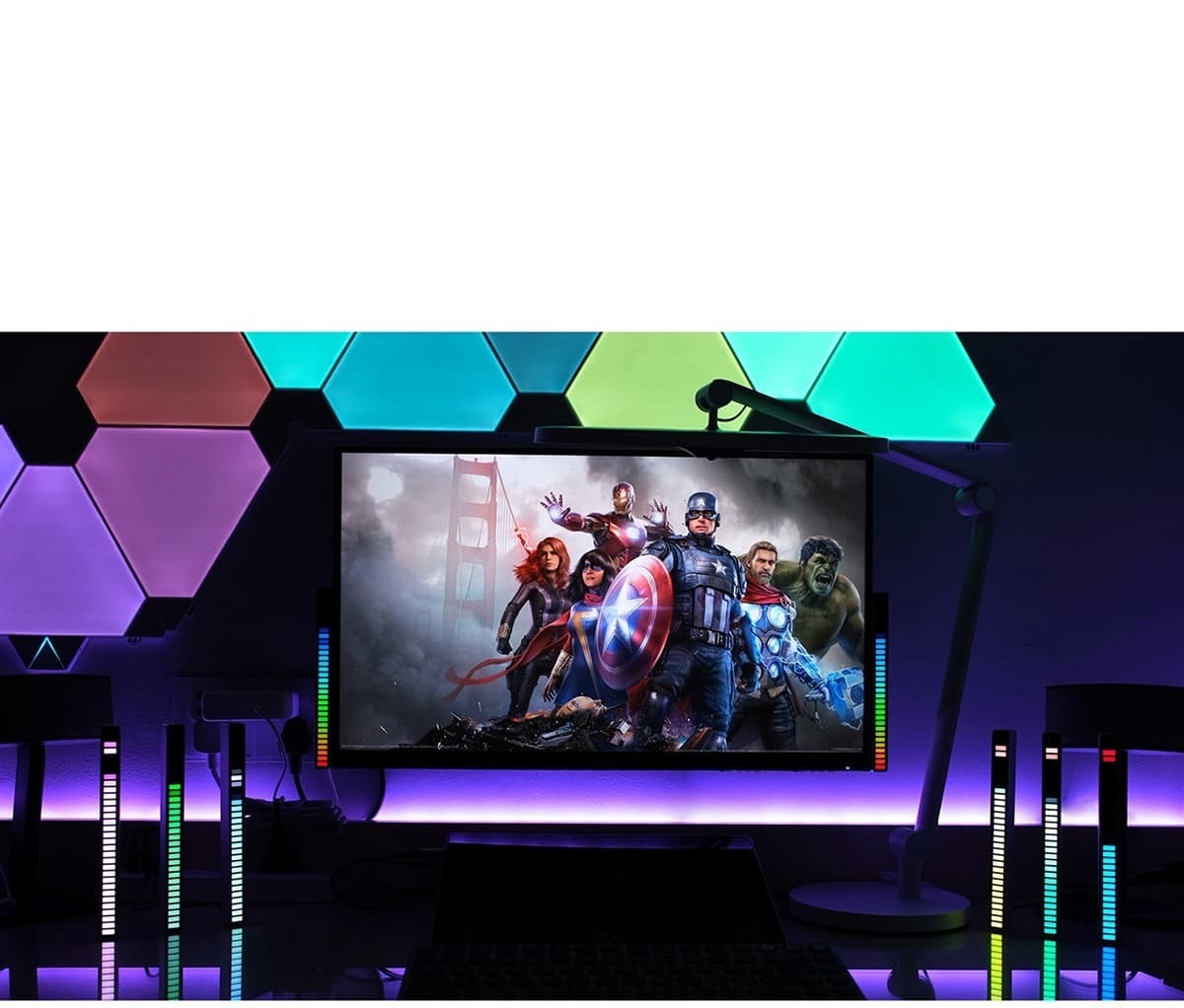 Thanh đèn led D08-RGB cảm ứng âm thanh, tích hợp micro thu âm nhấp nháy theo nhạc